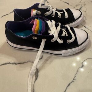 Converse All Star Black Sneakers with Colorful Tongue